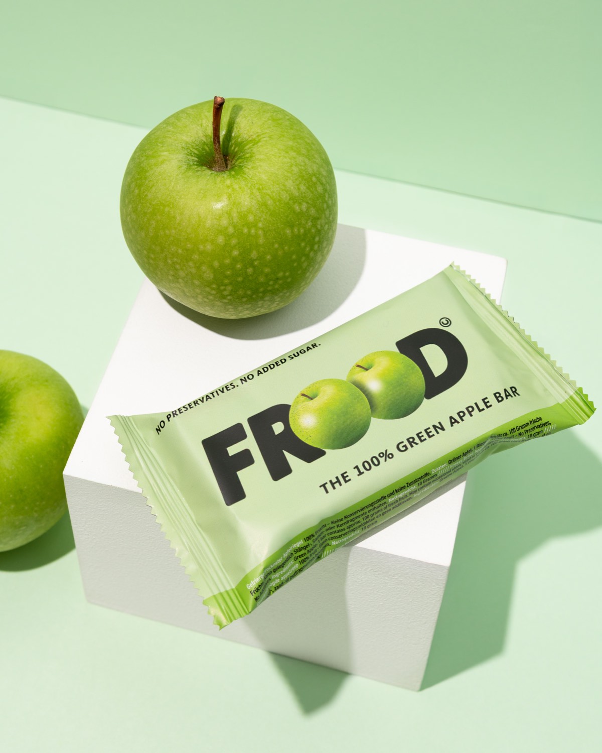 Packaging Frood — barra de manzana verde